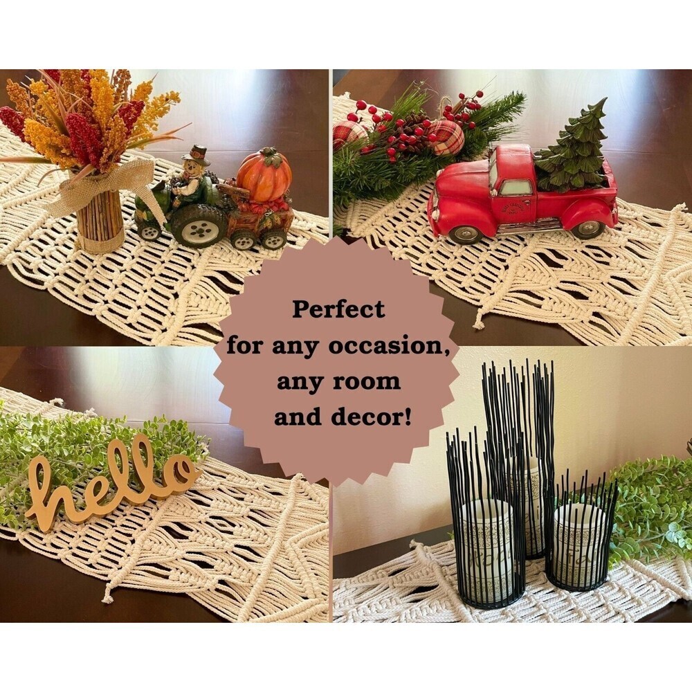 Macrame Table Runner Macrame Handwoven 86x13 Long Bohemian Wedding Party Coastal